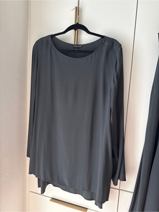 Eileen Fisher Tops - Eileen Fisher Charcoal Gray Long-Sleeve Tunic